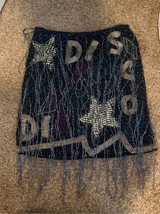 Nasty Gal Dresses & Skirts - Nasty Gal- Disco Embellished Black Sequin Fringe Mini Skirt